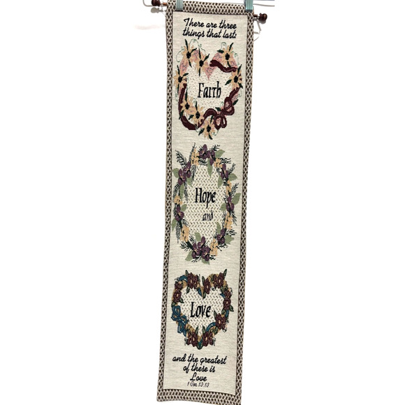 Love 1 Corinthian 13:13 Cottage Granny Church wall tapestry Art Home Interiors - Picture 1 of 9